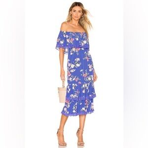 Lovers + Friends Blue Floral Midi Dress